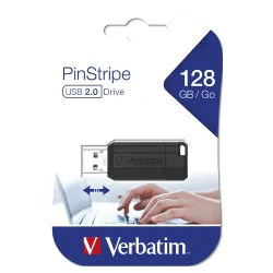 Memoria USB Verbatim PinStripe 128GB USB 2.0 Negro Modelo 49071